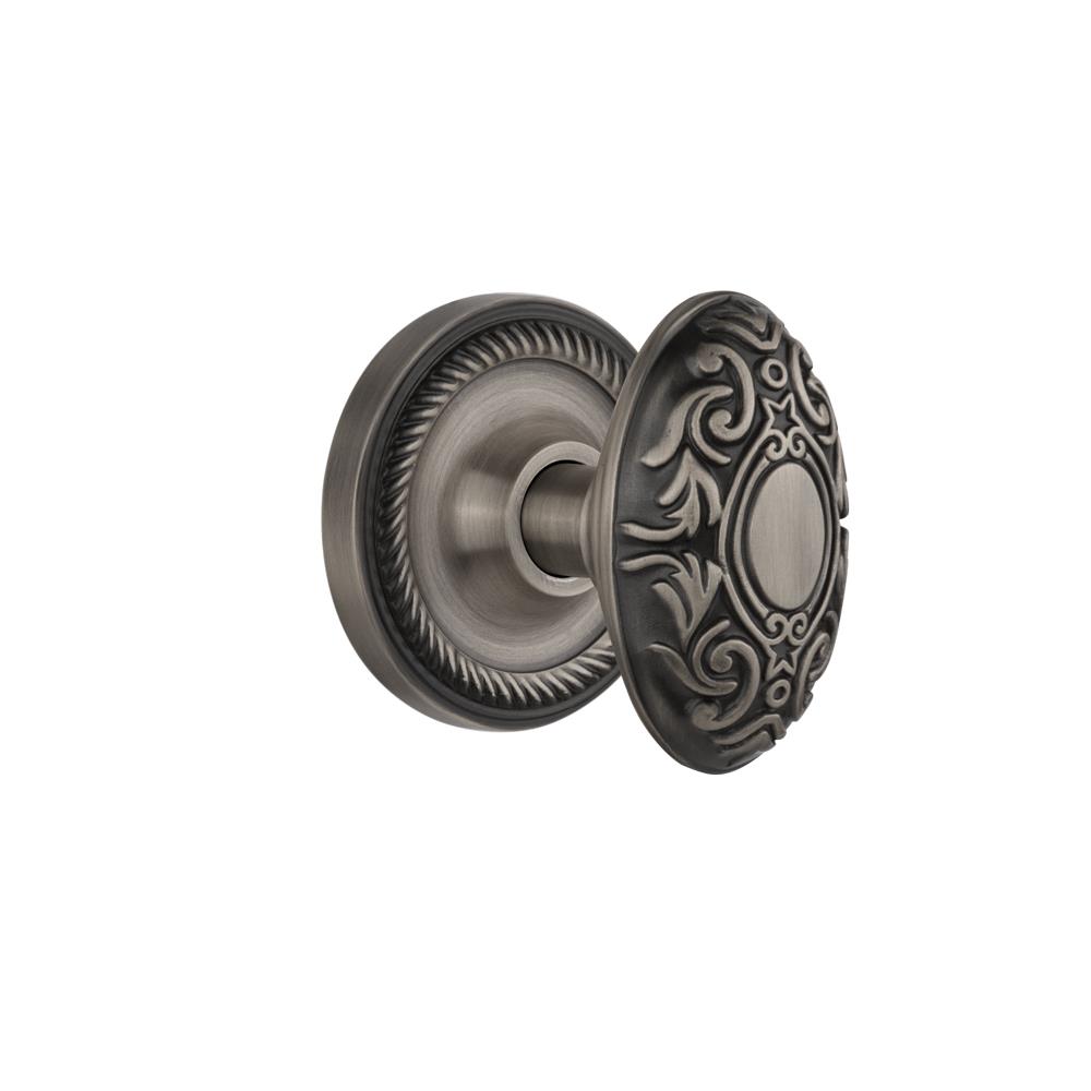 Nostalgic Warehouse ROPVIC Privacy Knob Rope rosette with Victorian Knob in Antique Pewter